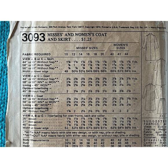 McCalls Sewing pattern 3093 Trench overcoat 1970s Size 14 - Picture 4 of 5